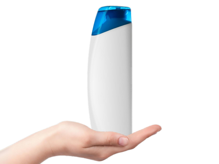 Shampoo Symbolbild Frau mit Shampoo in der Hand